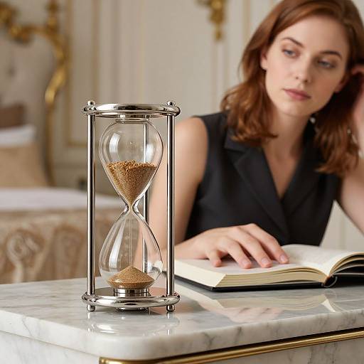 Elegant Hourglass and Reflective Moment