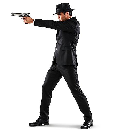 Action Hero Man in Black Suit