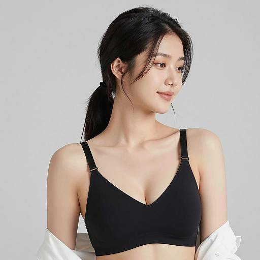 Asian Woman with Ponytail in Soft Light