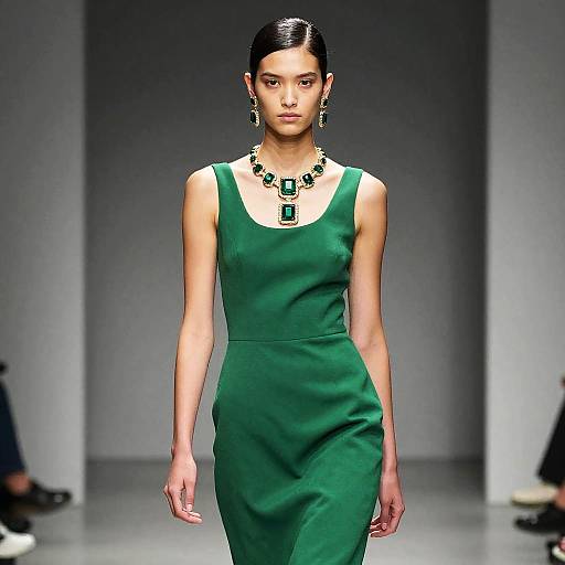 Emerald Green Dress with Bold Jewelry