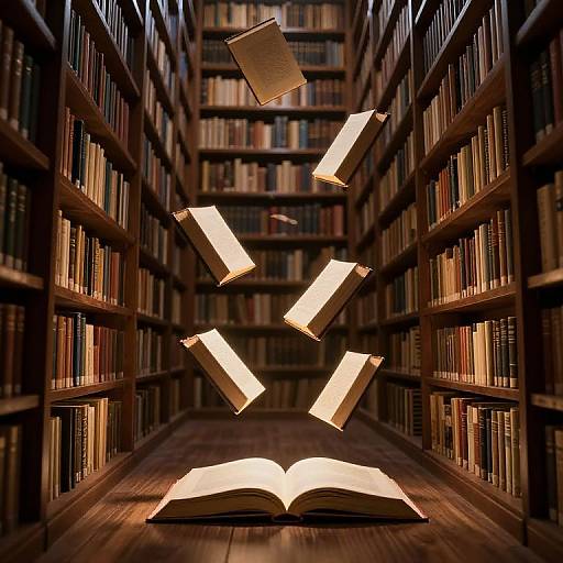 Floating Books in Enchanted Library