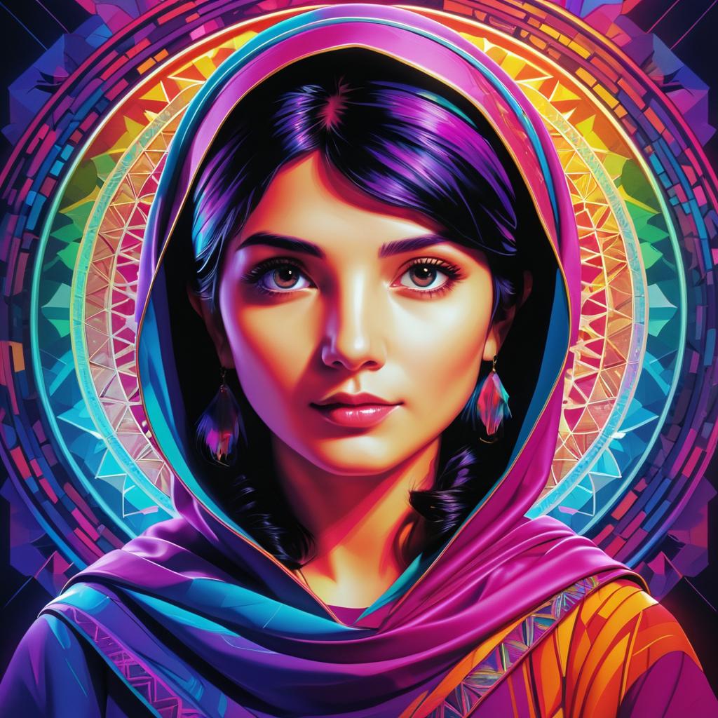 Vibrant Symmetrical Portrait of Malala Yousafzai