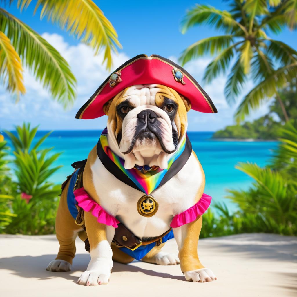 Pirate Bulldog in Tropical Paradise