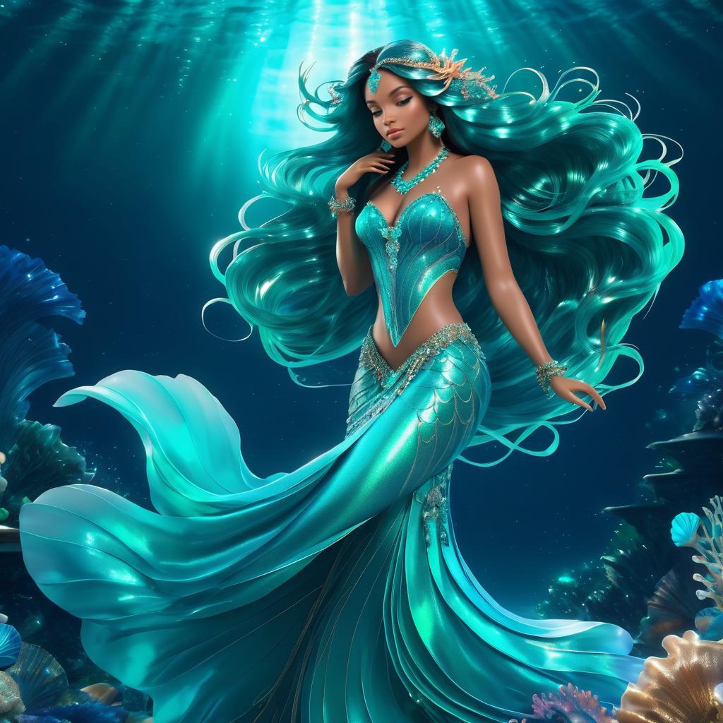 Enchanting Mermaid in Vibrant Teal Elegance