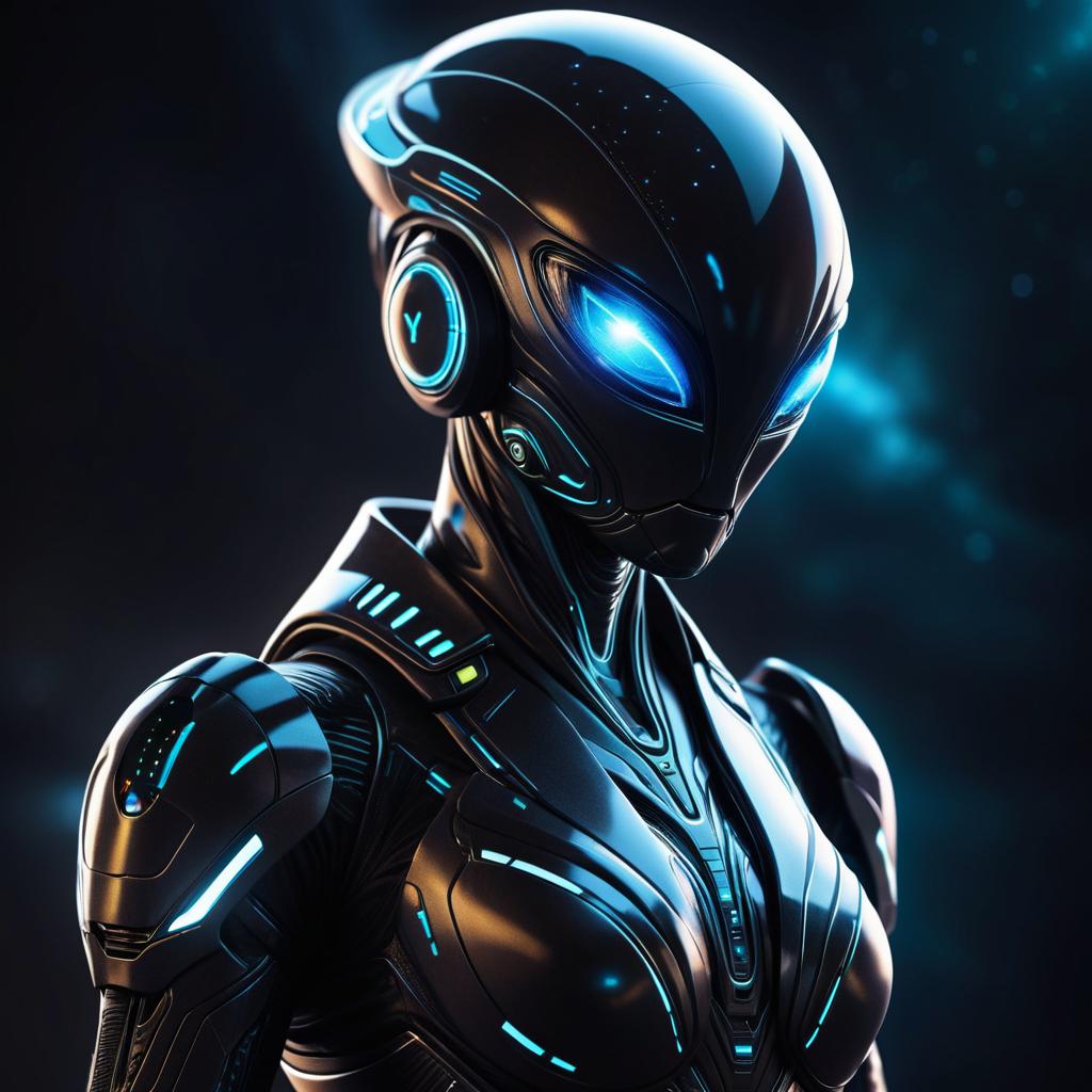 Mysterious Alien in Futuristic Suit