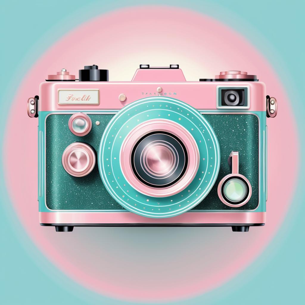 Vintage Camera with Sparkling Flash Illustration