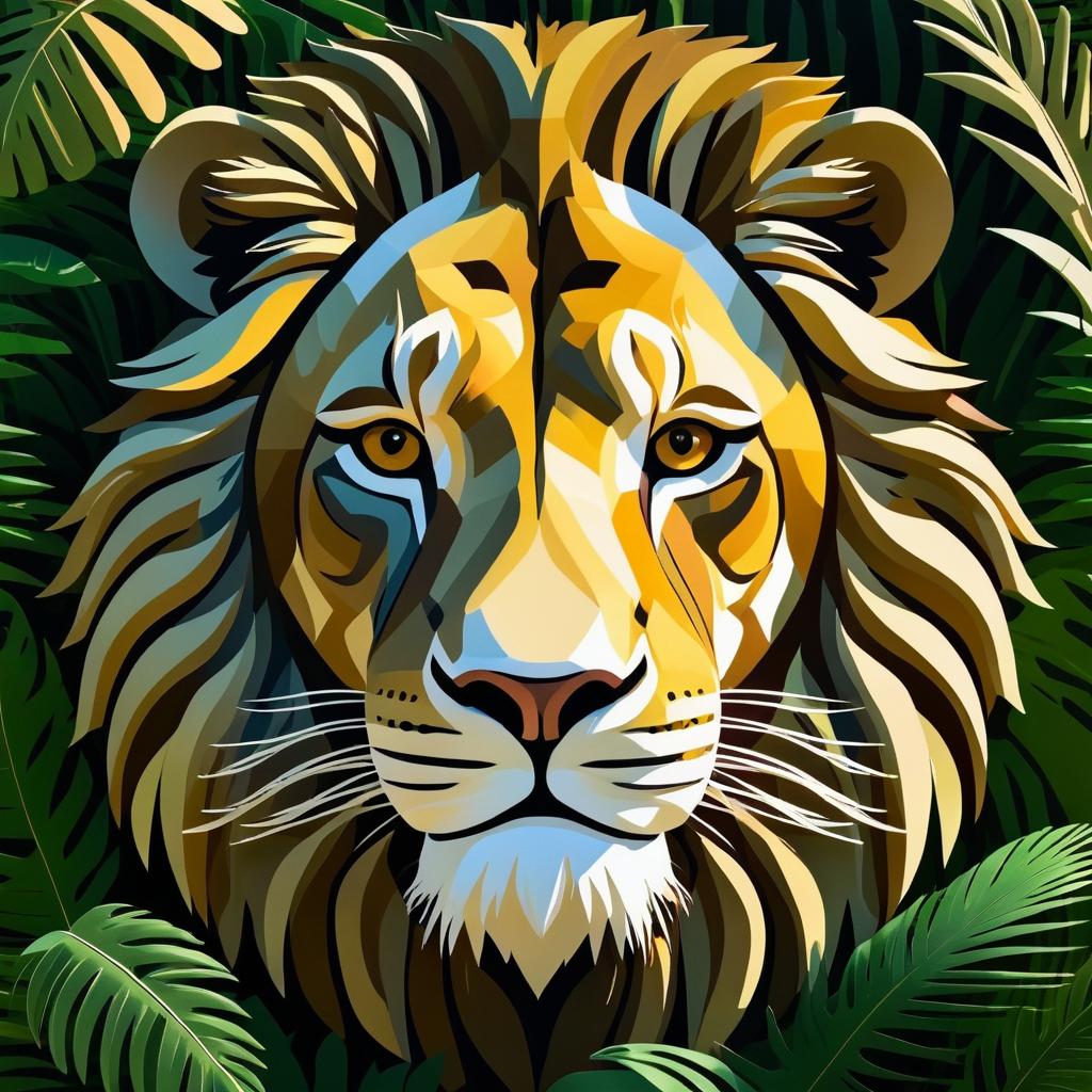 Dramatic Lion Portrait in Jungle Style