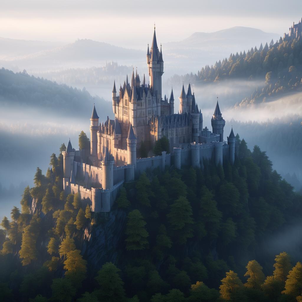 Majestic Mountain Castle at Dawn