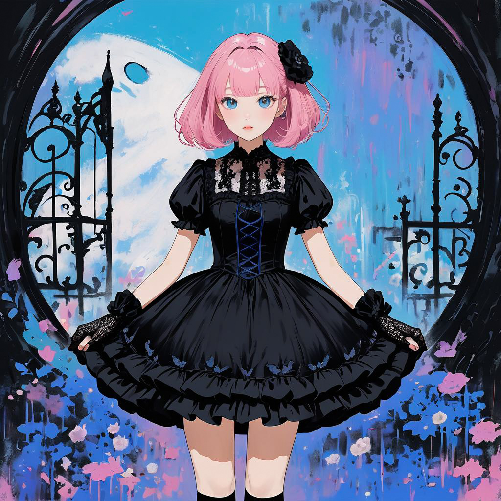 Elegant Young Girl in Gothic Lolita Style