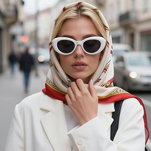 Chic Urban Blonde in White Attire