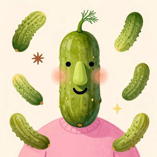 Whimsical Pickle Nose Portrait