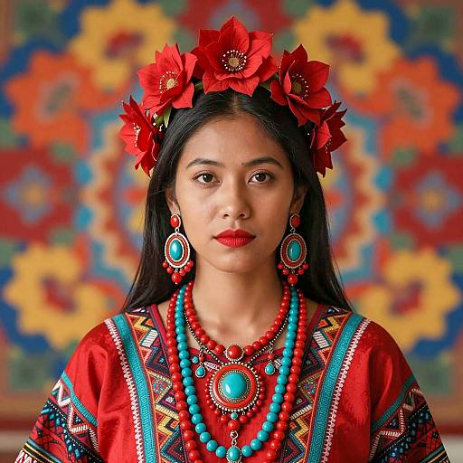 Vibrant Woman with Floral Accessories