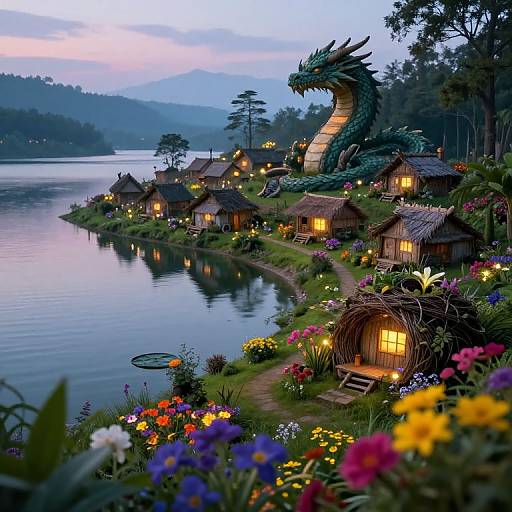 Mystical Dragon Nest Village Twilight