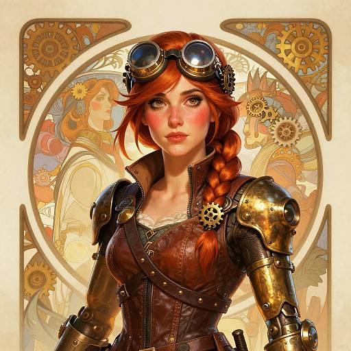 Steampunk Female Engineer Illustration
