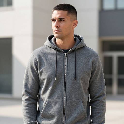 Man in Grey Hoodie Urban Scene