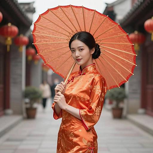 Elegant Asian Woman in Traditional Qipao