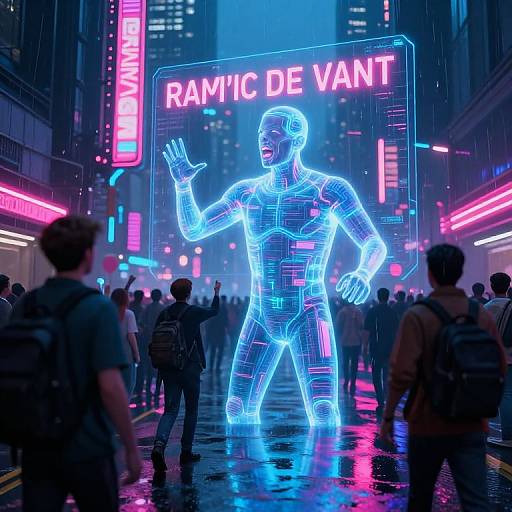 Cyberpunk Holographic Rant Scene