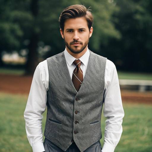 Man in Formal Vest and Tie Outdoors