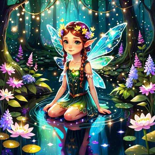 Enchanting Woodland Sprite in Magical Pond