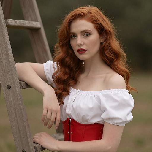 Elegant Woman in White and Red