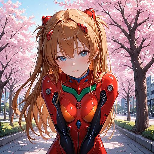 Shy Girl in Cherry Blossom Park