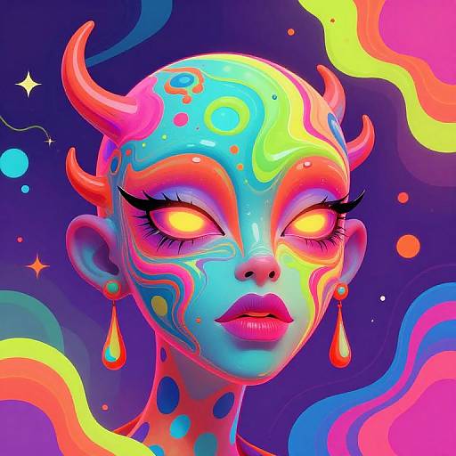 Surreal Neon Psychedelic Creature