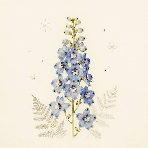 Vintage Delphinium Botanical Print