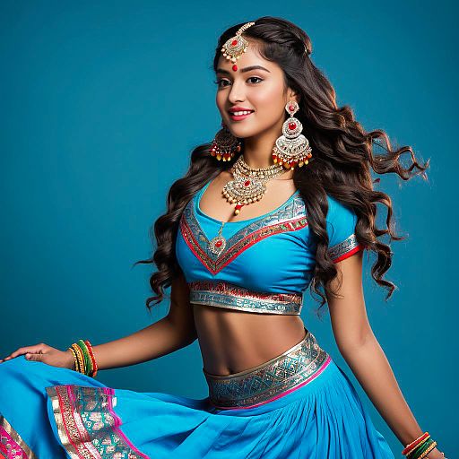 Young Woman in Traditional Chaniya Choli Dress