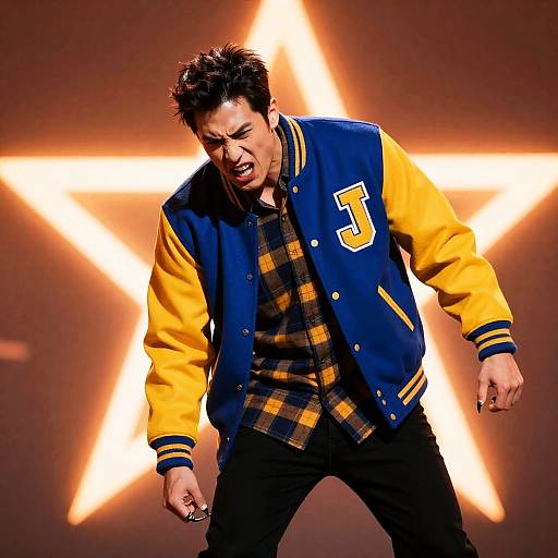Intense Male in Varsity Style