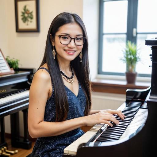 Young Woman Playing Piano Indoors