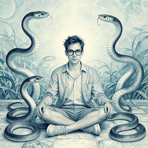 Ethereal Man Surrounded by Serpents