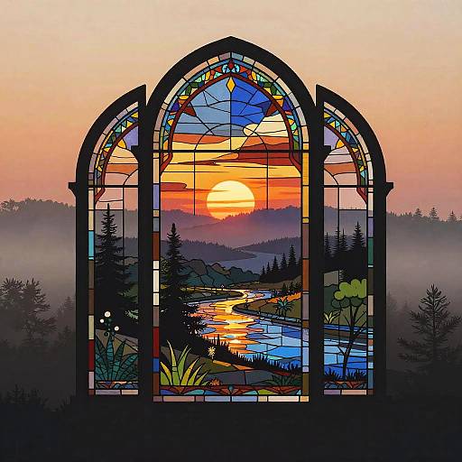 Layered Silhouette Sunrise Landscape