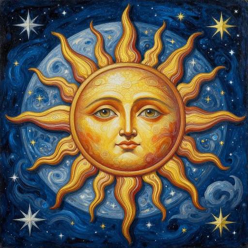 Intricate Celestial Sun and Moon Masterpiece