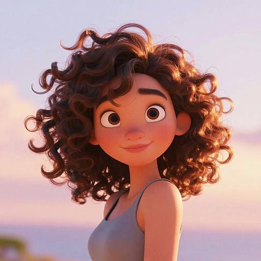 Curly Hair Animation in Warm Sunlight