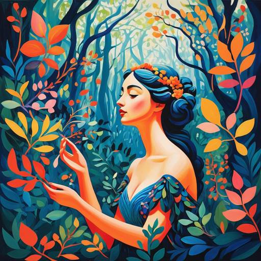 Vibrant Forest Nymph in Artistic Harmony Vibrant Forest Nymph in Artistic Harmony