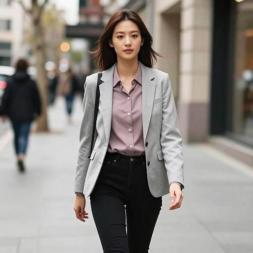 Confident Businesswoman Walking on City Street
