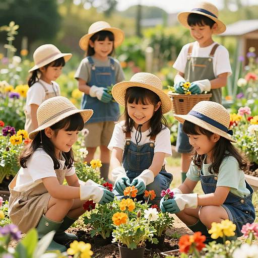 Cheerful Little Gardeners in Bloom