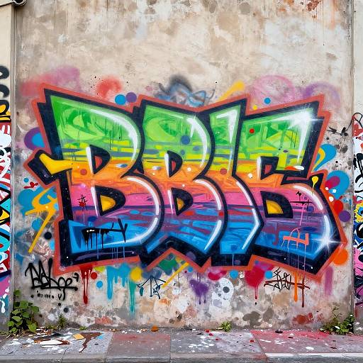 Vibrant graffiti of bold, colorful letters 