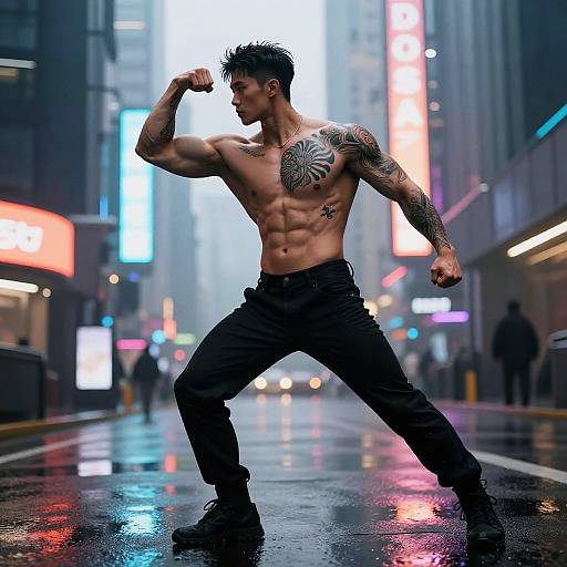 Cyberpunk Male Physique with Tattoos