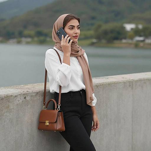 Young Woman with Hijab by Lake