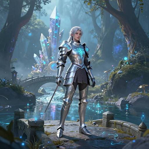 Enchanted Mage on a Mystic Bridge