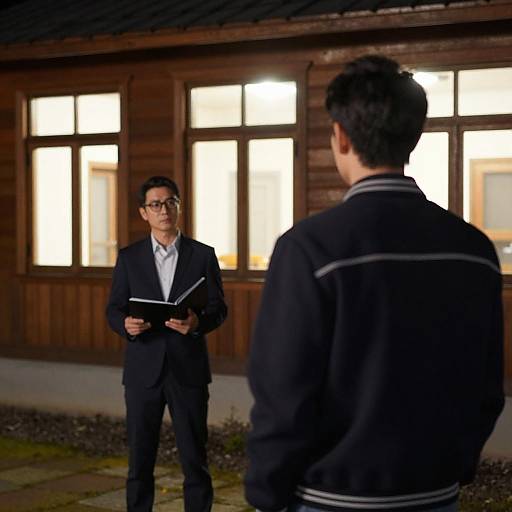 Night Scene with Two Men by House