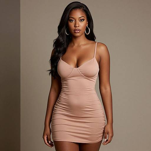 Elegant Dark-Skinned Woman in Dress