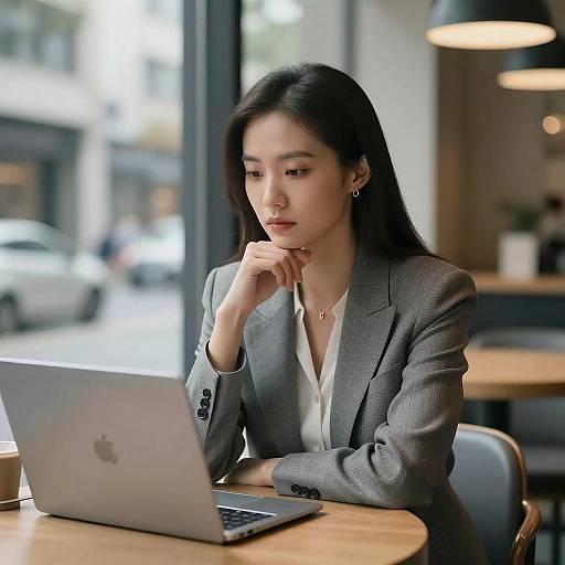 Modern Businesswoman in Urban Café