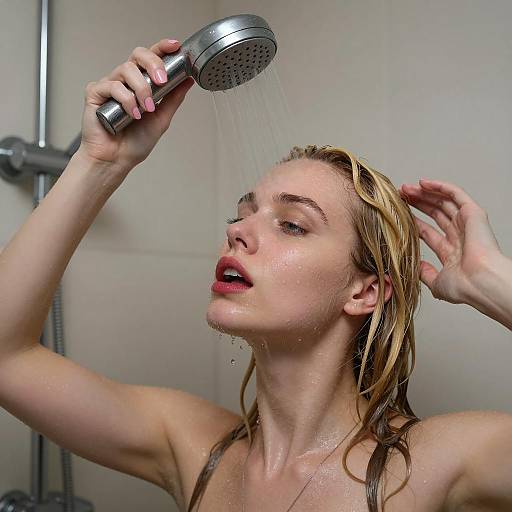 Sensual Nude in Foggy Shower Scene