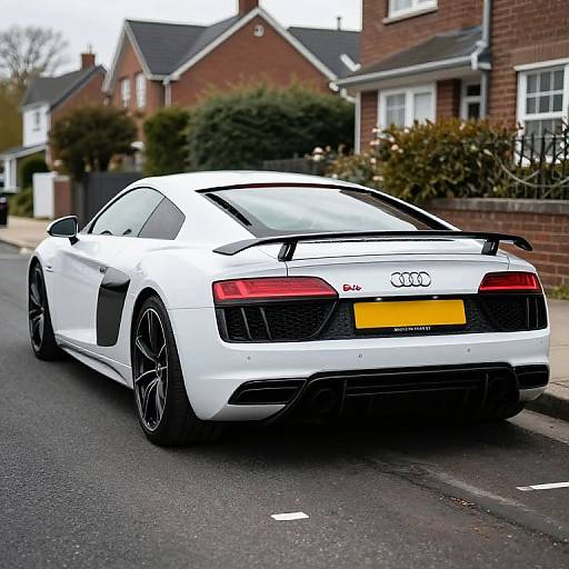 Sleek White Audi R8 Rear View