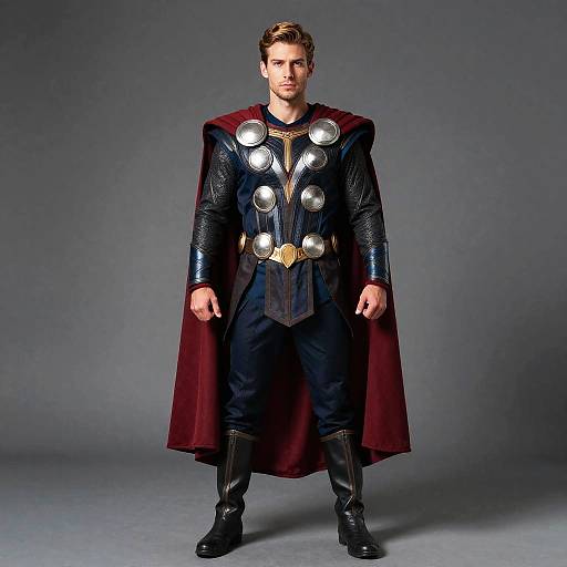 Man in Homemade Thor Costume with Cape