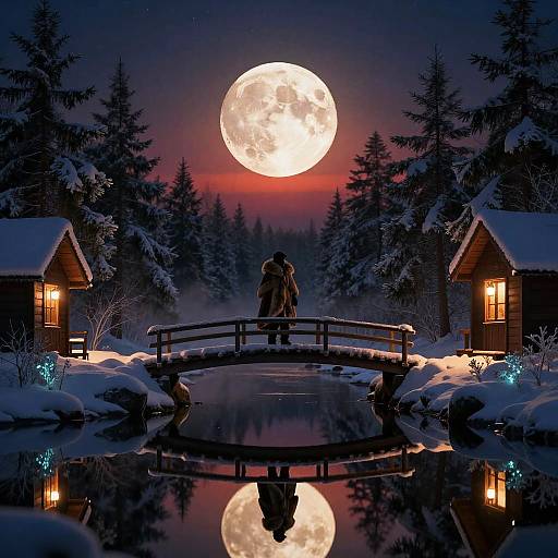 Moonlit Hunter Bridge Scene