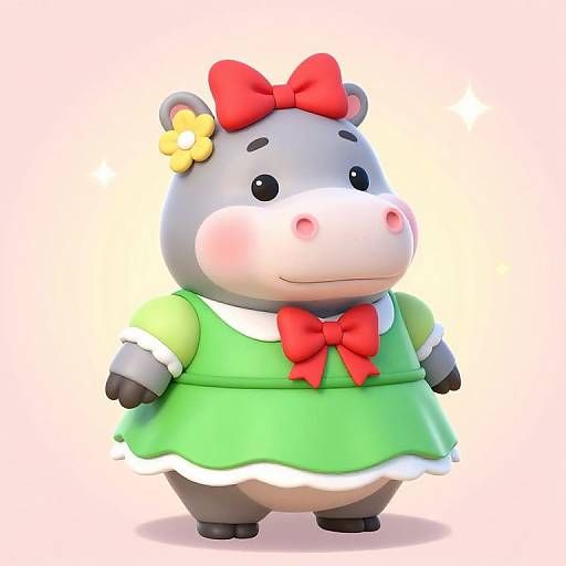 Whimsical Cartoon Hippo Dress-Up