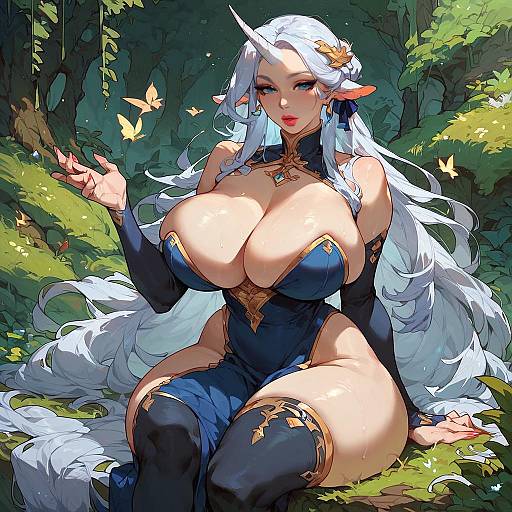 Fantasy Girl Sitting in Forest